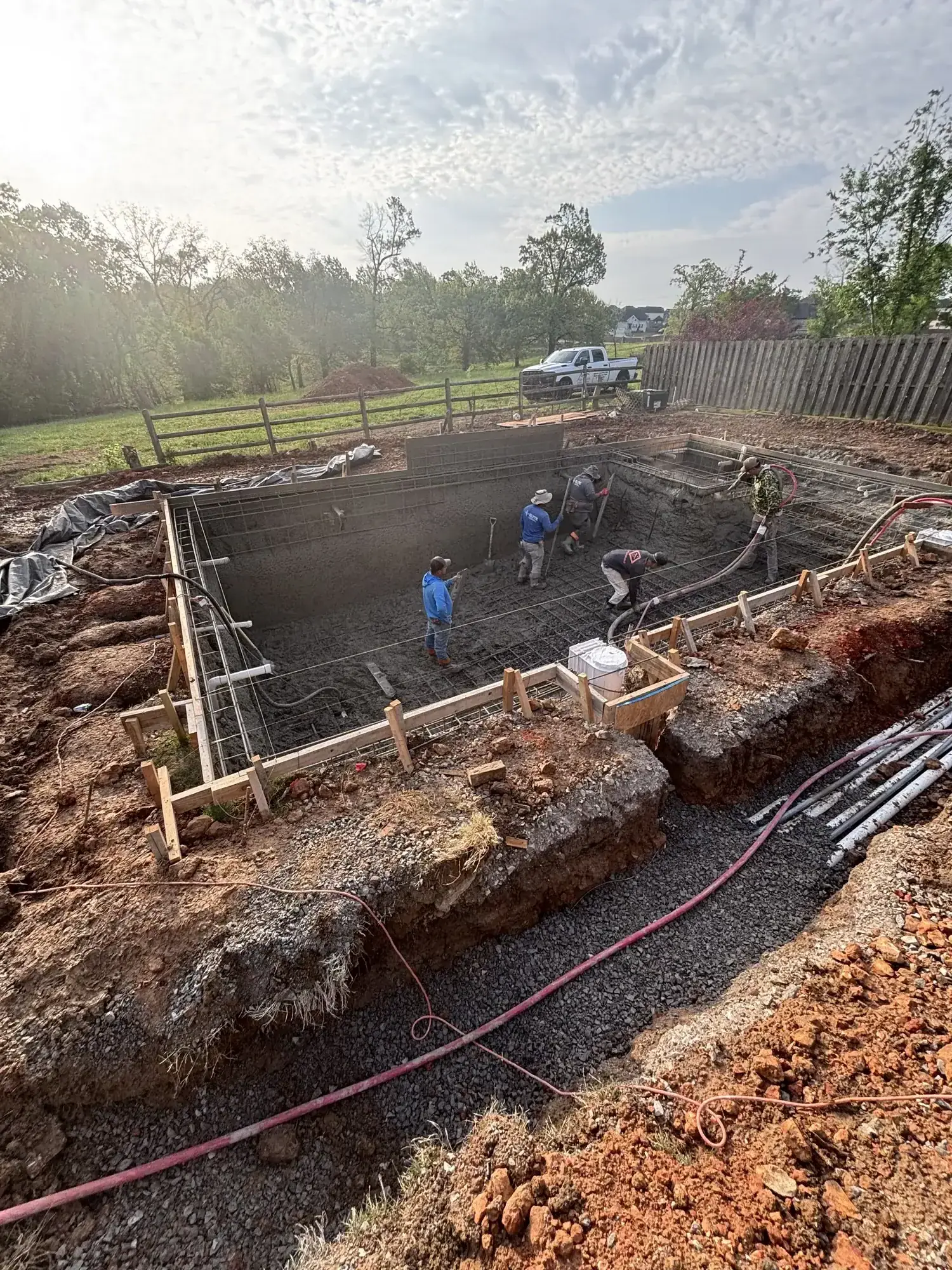 Custom inground pool under construction in Northwest Arkansas