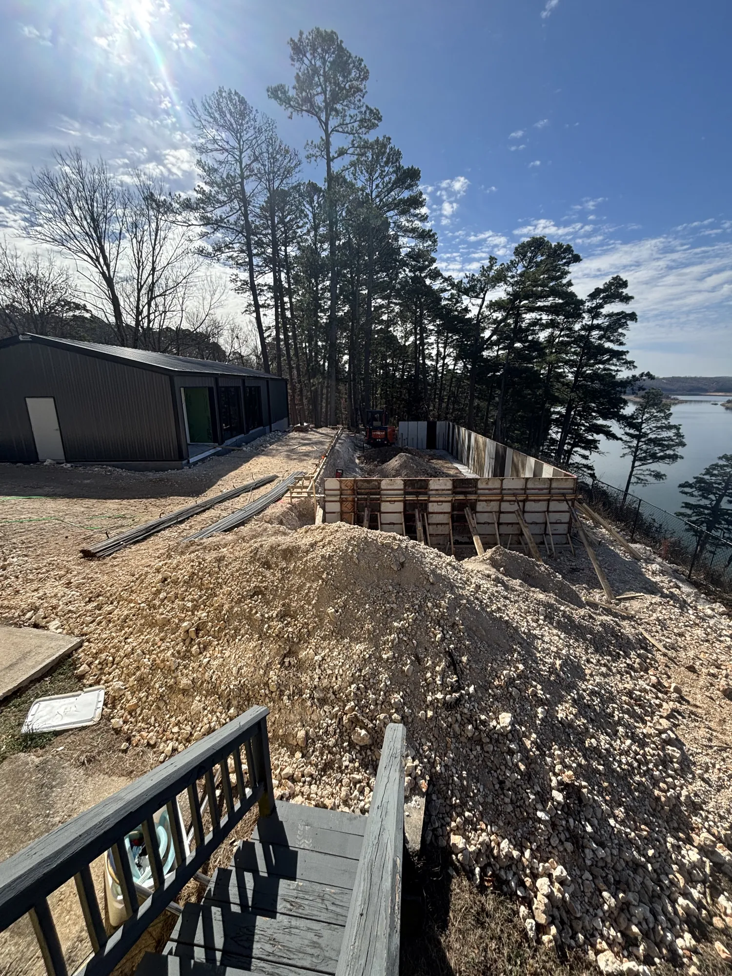Excavation and forms at lakeside pool project in Northwest Arkansas