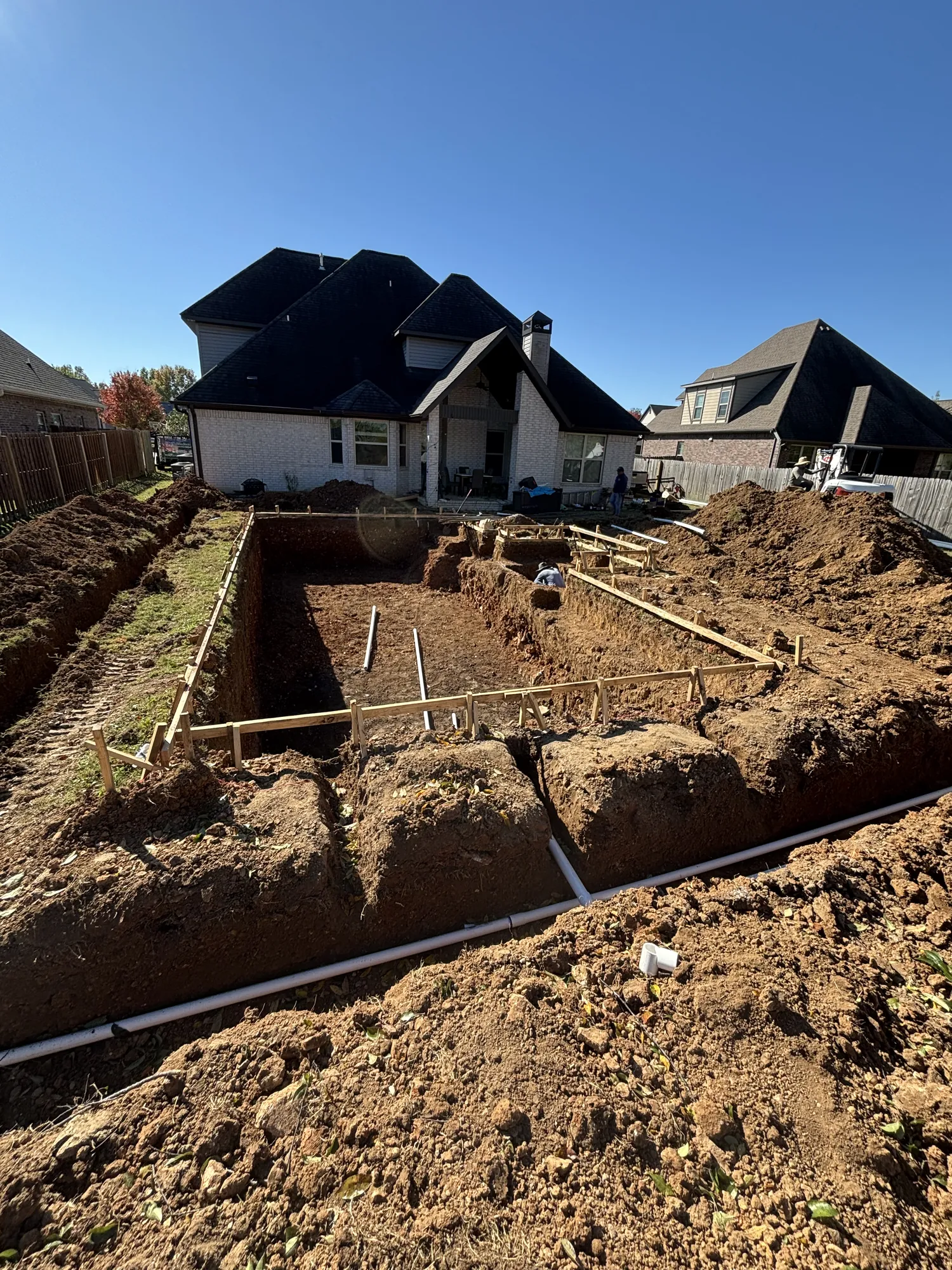 Pool base prep at residential build in Northwest Arkansas