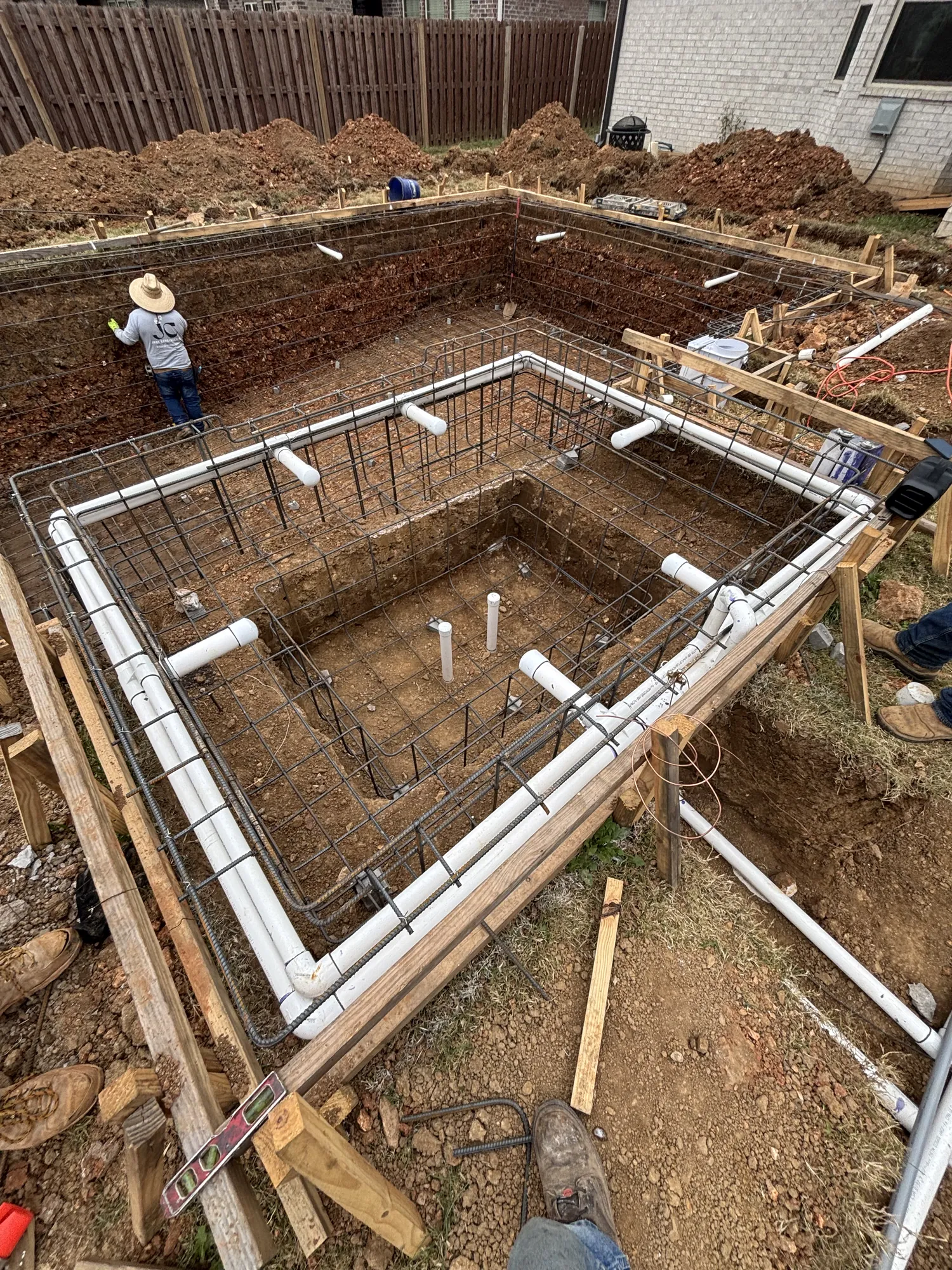 Pool rebar and plumbing rough-in in Northwest Arkansas