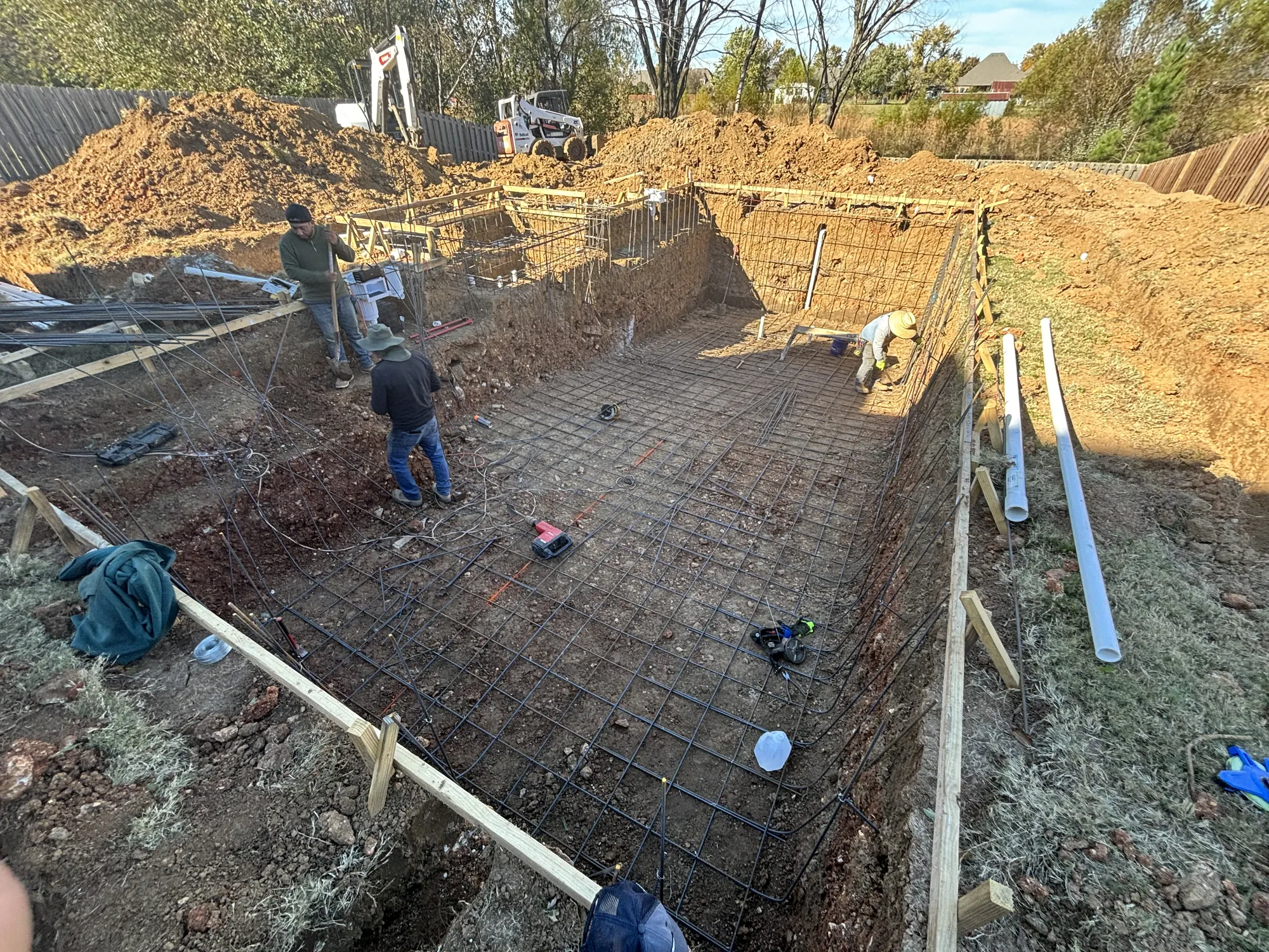 Pool rebar installation in progress in Northwest Arkansas
