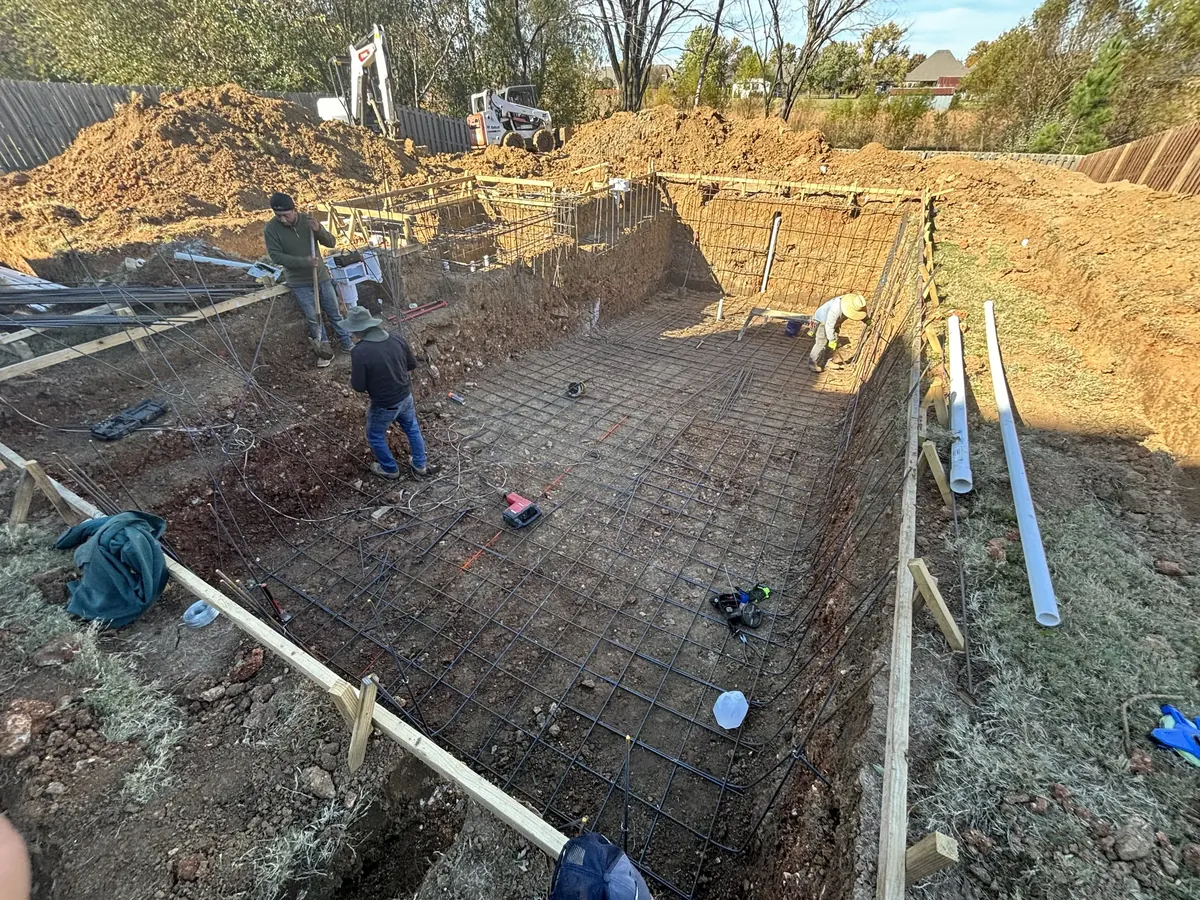 Pool rebar installation in progress in Northwest Arkansas